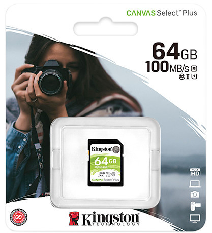 Карта памяти SD, Kingston Canvas Select Plus, 64GB SDS2/64GB - фото 2 - id-p90081016