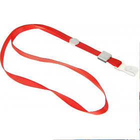 Ремешок для бейджа, 45см, c пластиковым клипом, атласный, красный