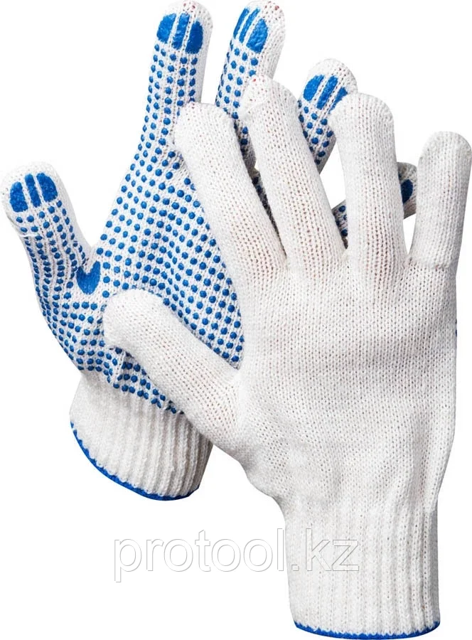 DEXX S-M, 7 класс, х/б, перчатки рабочие, х/б, с ПВХ покрытием (точка) 11400_z01