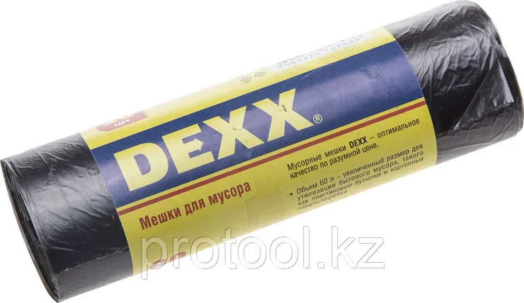 DEXX 60 л, черный, 20 шт., мешки для мусора 39150-60, фото 2