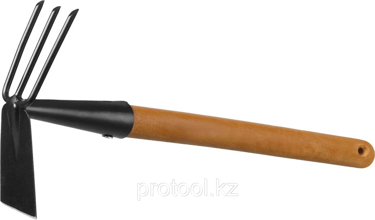 GRINDA 113х100х575 мм, 3 зубца, деревянная ручка, лопатка, мотыга-рыхлитель ProLine 421517 - фото 1 - id-p90081398