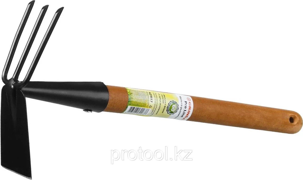 GRINDA 113х100х575 мм, 3 зубца, деревянная ручка, лопатка, мотыга-рыхлитель ProLine 421517 - фото 2 - id-p90081398