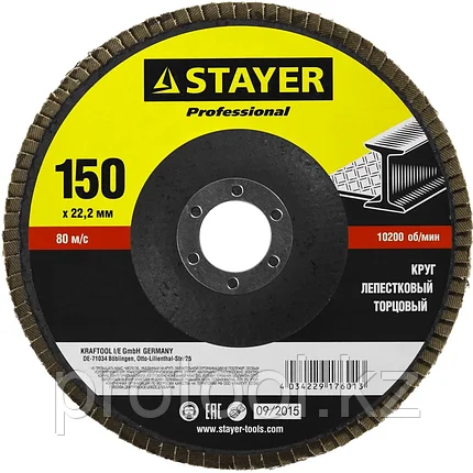 STAYER P40, 150х22.2 мм, круг лепестковый торцевой шлифовальный для УШМ 36581-150-040 Professional, фото 2