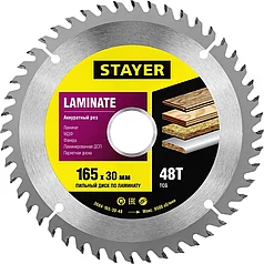STAYER O 165 x 30 мм, 48T, пильный диск по ламинату 3684-165-30-48