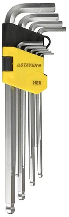 STAYER 9 шт., Cr-V, ключи имбусовые удлиненные с шариком 2741-H9-2, фото 2