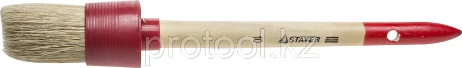 STAYER 40 мм, щетина натуральная, деревянная ручка, кисть малярная круглая 0141-40, фото 2