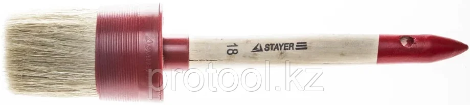 STAYER 60 мм, щетина натуральная, деревянная ручка, кисть малярная круглая 0141-60, фото 2