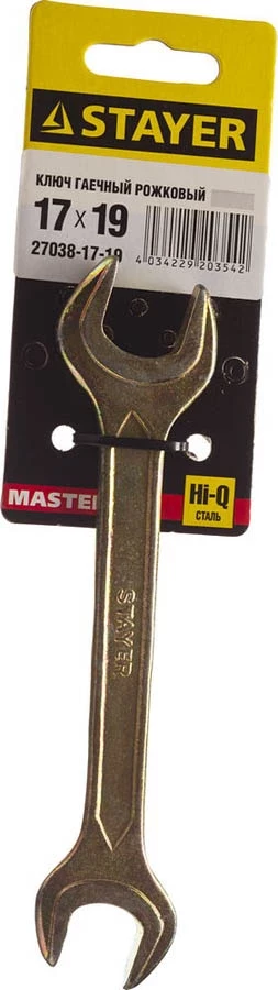 STAYER 17х19 мм, Hi-Q Сталь, оцинкованный, гаечный ключ рожковый 27038-17-19 Master - фото 2 - id-p90082821