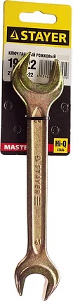 STAYER 19х22 мм, Hi-Q Сталь, оцинкованный, гаечный ключ рожковый 27038-19-22 Master, фото 2