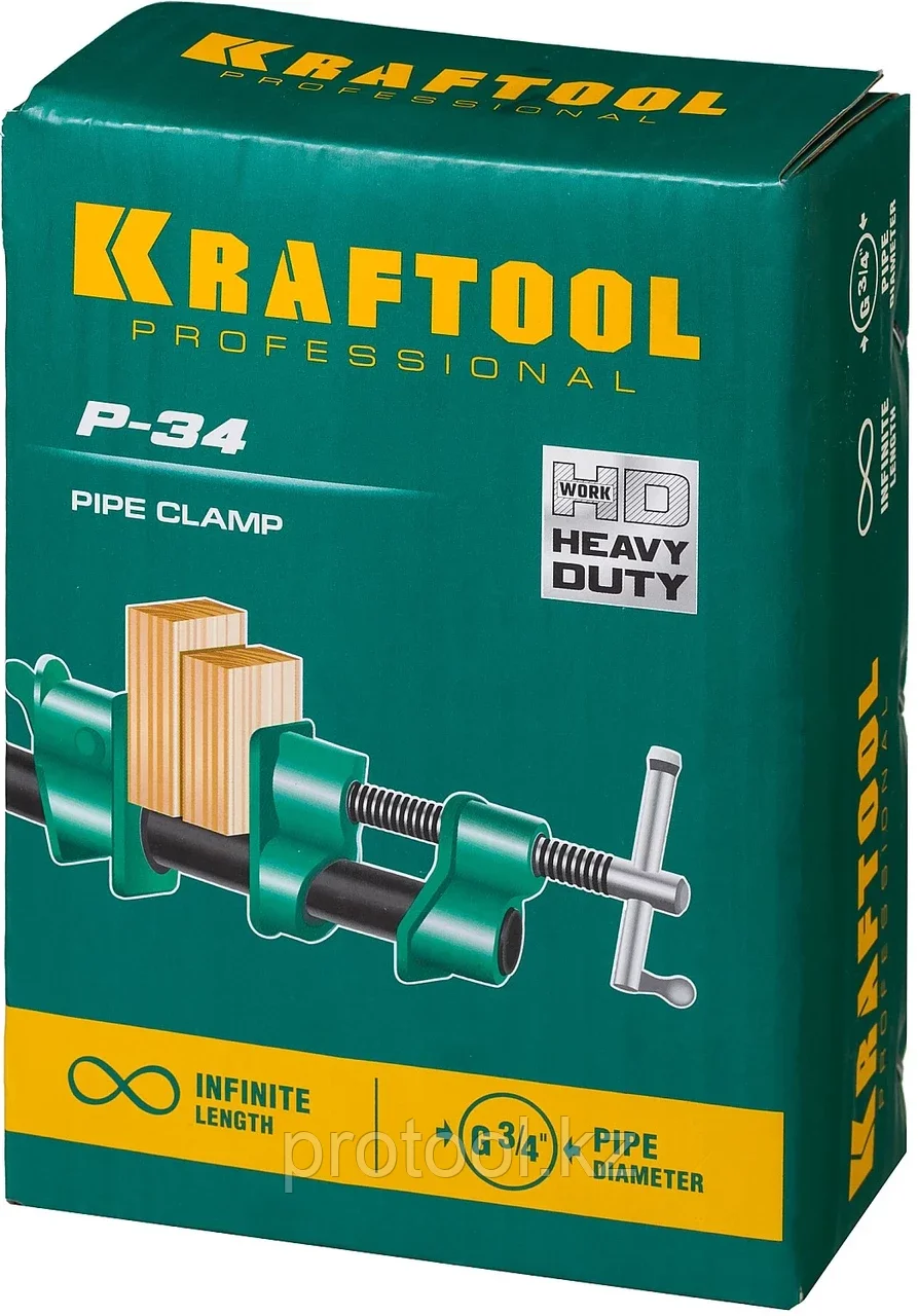KRAFTOOL 3/4", струбцина трубная P-34 32302-1 - фото 4 - id-p90081730