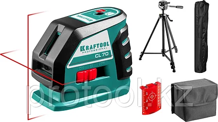 KRAFTOOL 20-70 м, (детектор), сверхъяркий, IP54, точн. 0,2 мм/м, штатив, нивелир лазерный линейный CL-70-3, фото 2