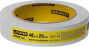 STAYER 25 мм, 40 м, до +80° С, лента малярная 1211-25, фото 2