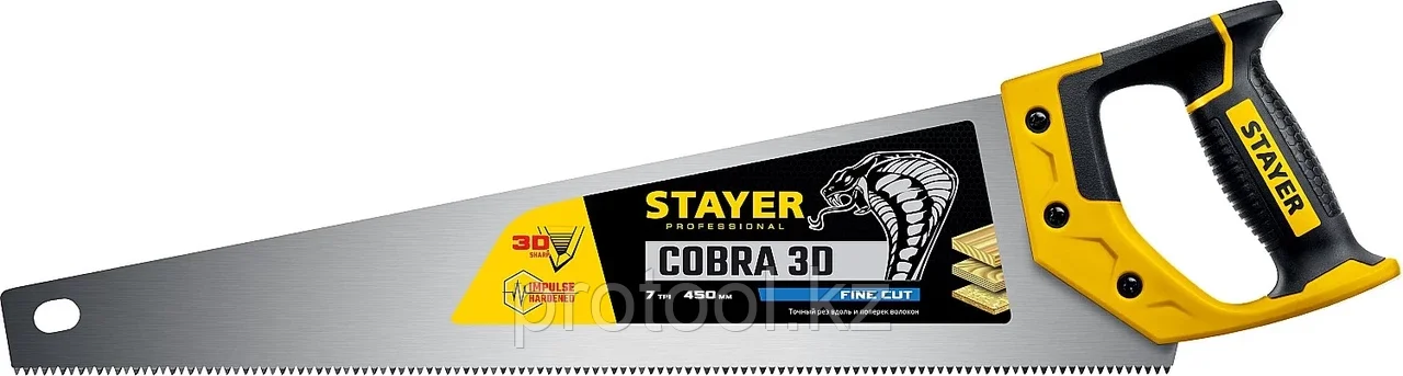 STAYER 7 TPI, 450мм, ножовка универсальная (пила) Cobra 3D 1512-45_z01