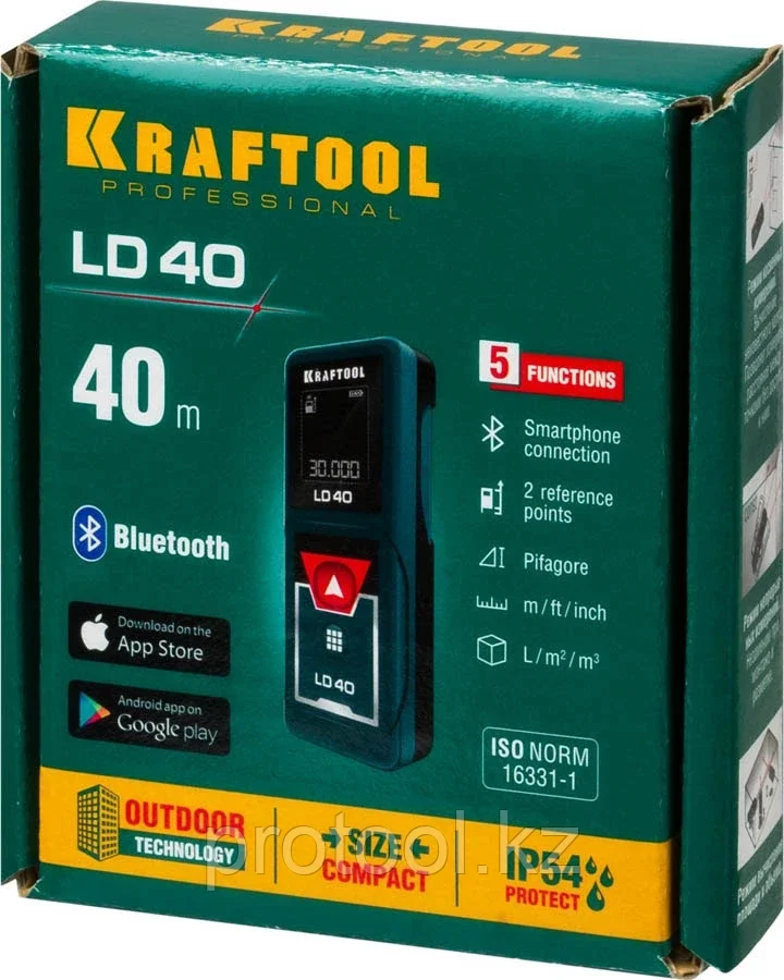 KRAFTOOL дальность 5 см - 40 м, точность 1,5 мм, лазерный дальномер 34763 - фото 2 - id-p90081741