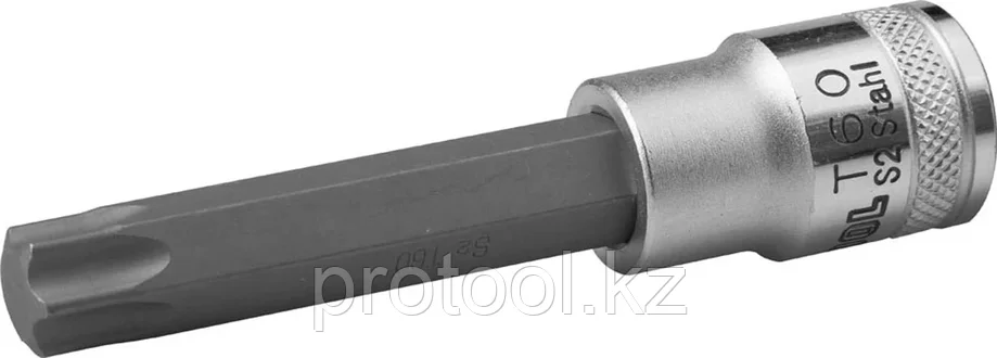 KRAFTOOL 1/2", 100 мм, S2 сталь, Т60, удлиненная, сатинированная, торцовая бита-головка INDUSTRIE QUALITAT, фото 2