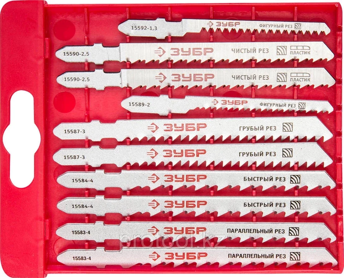ЗУБР по дереву и металлу, пласт. бокс, 10 шт., набор полотна для эл/лобзика 15580-H10 - фото 1 - id-p90084733