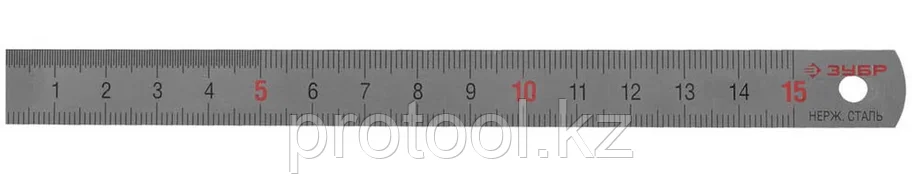 ЗУБР 15 см х 0.5 мм, линейка нержавеющая двусторонняя узкая 34280-0.5-015, фото 2
