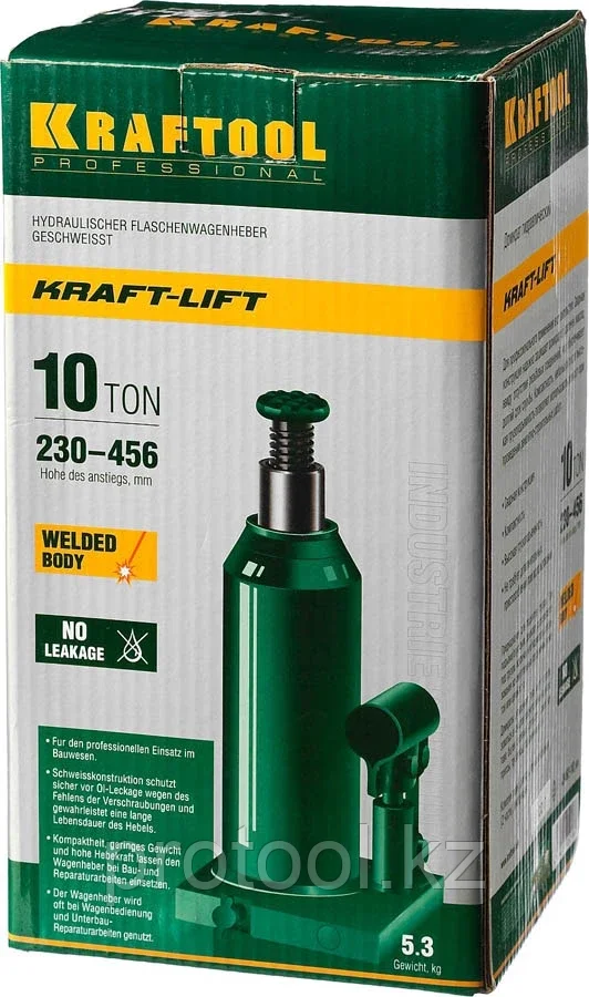 KRAFTOOL 10 т, 230-456 мм, домкрат гидравлический бутылочный сварной Kraft-Lift 43462-10_z01 - фото 6 - id-p90081804