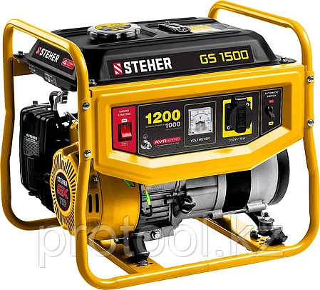 STEHER 1/1.2 кВт, однофазный, асинхронный, бесщеточный, бензиновый генератор GS-1500, фото 2