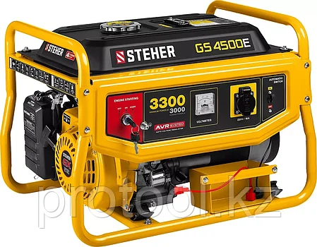 STEHER 3/3,3 кВт, однофазный, синхронный, щеточный, с электростартером, бензиновый генератор GS-4500Е, фото 2