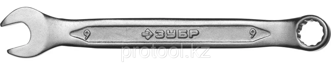 ЗУБР 9 мм, Cr-V сталь, хромированный, гаечный ключ комбинированный 27087-09