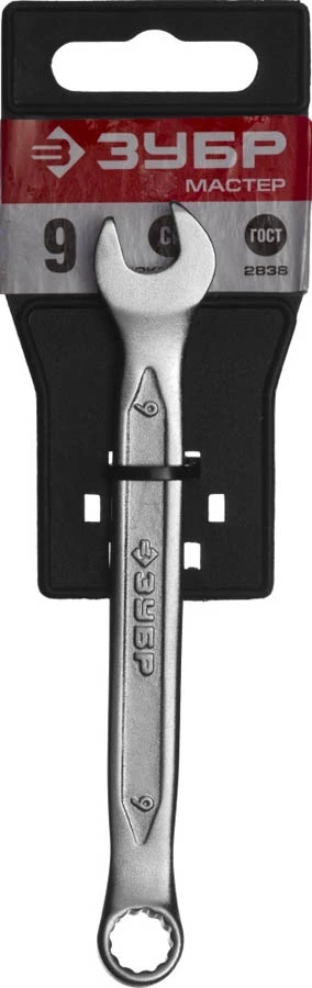 ЗУБР 9 мм, Cr-V сталь, хромированный, гаечный ключ комбинированный 27087-09 - фото 2 - id-p90084964