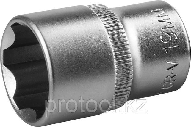 ЗУБР 1/2", 19 мм, Cr-V сталь, хромированная, торцовая головка 27725-19_z02, фото 2