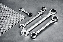 ЗУБР 5 шт, 8 - 14 мм, набор комбинированных гаечных ключей трещоточных укороченных 27103-H5, фото 3