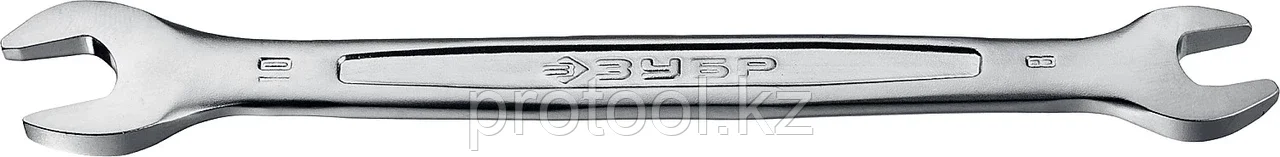 ЗУБР 8х10 мм, Cr-V сталь, хромированный, гаечный ключ рожковый 27010-08-10_z01 Профессионал