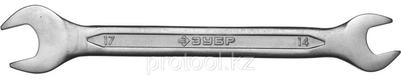ЗУБР 14х17 мм, Cr-V сталь, хромированный, гаечный ключ рожковый 27010-14-17 Мастер