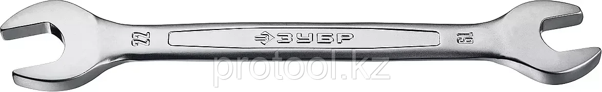 ЗУБР 19х22 мм, Cr-V сталь, хромированный, гаечный ключ рожковый 27010-19-22_z01 Профессионал