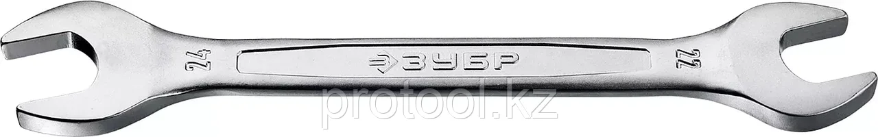 ЗУБР 22х24 мм, Cr-V сталь, хромированный, гаечный ключ рожковый 27010-22-24_z01 Профессионал