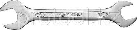 ЗУБР 27х30 мм, Cr-V сталь, хромированный, гаечный ключ рожковый 27010-27-30 Мастер, фото 2