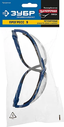 ЗУБР прозрачный, регулируемые дужки, очки защитные Прогресс 9 110310_z01, фото 2