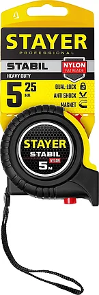 STAYER 5 м х 25 мм, ударостойкий, обрезиненный корпус, два фиксатора, рулетка 34131-05-25_z02, фото 2