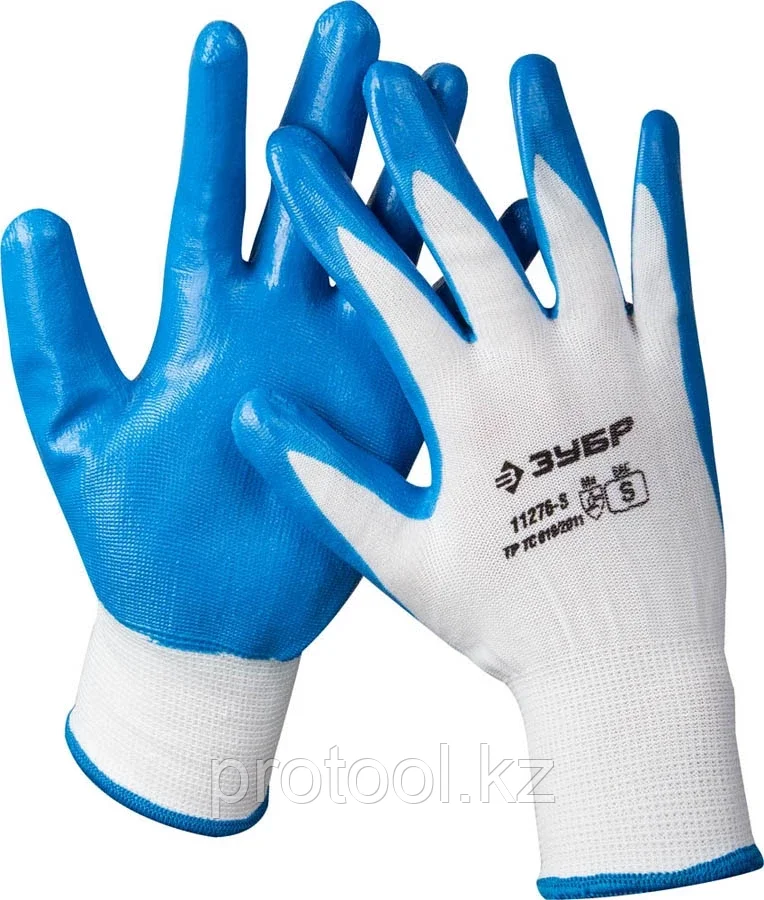 ЗУБР S, 15 класс, маслостойкие, с нитриловым покрытием, перчатки трикотажные для точных работ 11276-S Мастер - фото 1 - id-p90085697