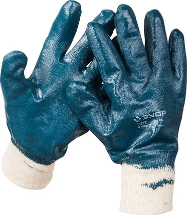 ЗУБР L, с манжетой, с полным нитриловым покрытием, перчатки рабочие 11272-L Профессионал, фото 2