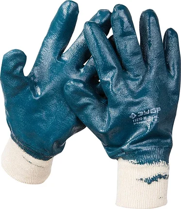 ЗУБР M, с манжетой, с полным нитриловым покрытием, перчатки рабочие 11272-M Профессионал, фото 2