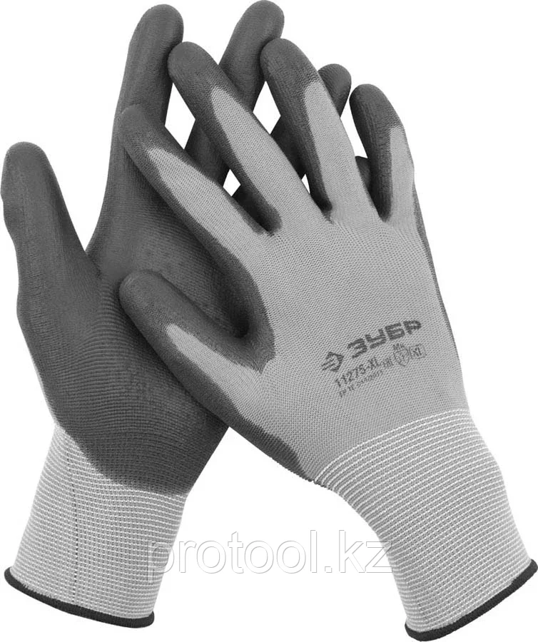 ЗУБР L, 13 класс, трикотажные, с полиуретановым покрытием, перчатки для точных работ 11275-L Мастер