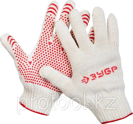 ЗУБР L-XL, 7 класс, 10 пар, х/б, перчатки для тяжелых работ, с ПВХ-гель покрытием (точка) 11392-K10 Мастер, фото 2