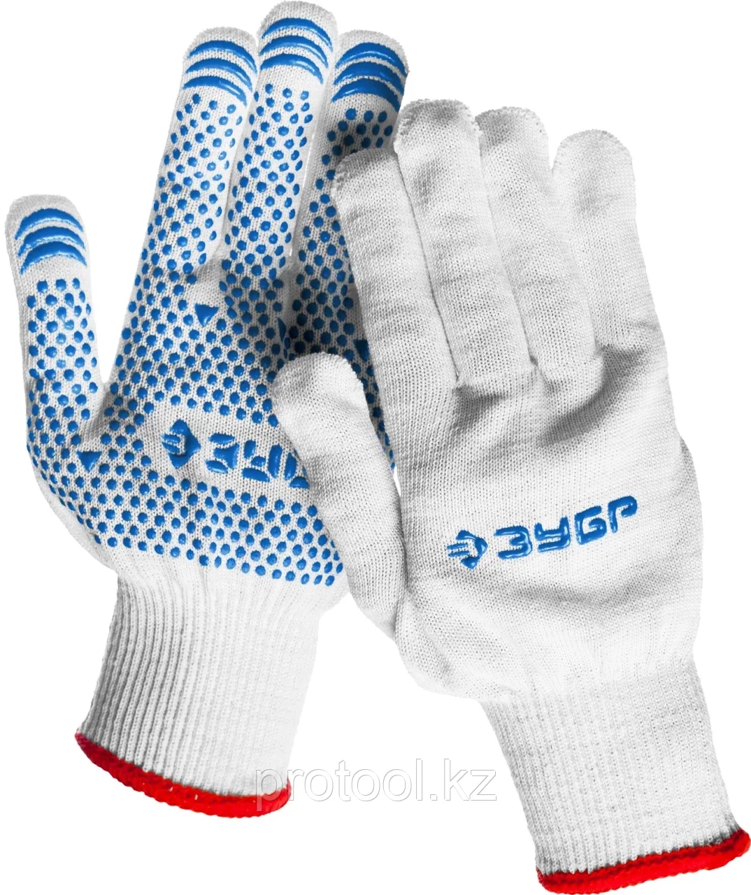 ЗУБР S-M, 13 класс, х/б, перчатки с точками увеличенного размера, с ПВХ-гель покрытием (точка) 11451-S2