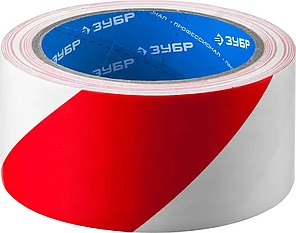 ЗУБР 50 мм х 25 м, красно-белая, разметочная клейкая лента (скотч) 12248-50-25 Профессионал, фото 2