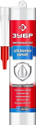 ЗУБР 300 мл, влагостойкий, бежевый, монтажный клей 41335, фото 2
