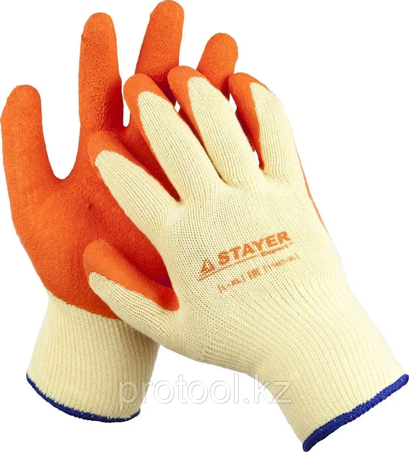 STAYER L-XL, 10 класс, рельефные особопрочные противоскользящие перчатки, латексное покрытие, трикотажные - фото 1 - id-p90083261