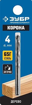 ЗУБР d=4 х 7 мм, М-образная заточка, сталь 65Г, спиральное сверло по дереву 29421-070-04_z01, фото 2