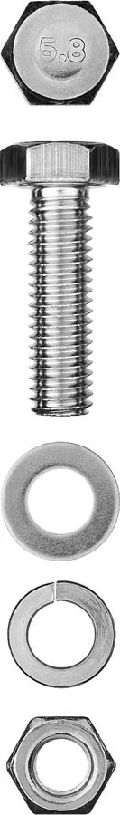 ЗУБР M6 x 20 мм, 11 шт., болт с шестигранной головкой в комплекте с гайкой, шайбой, шайбой пружинной - фото 1 - id-p90085913