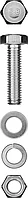 ЗУБР M6 x 40 мм, 8 шт., болт с шестигранной головкой в комплекте с гайкой, шайбой, шайбой пружинной