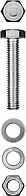 БИЗОН M8 x 40 мм, 4 дана, гайкамен, шайбамен, серіппелі шайбамен бірге жинақтағы алтыбұрышты басы бар бұранда