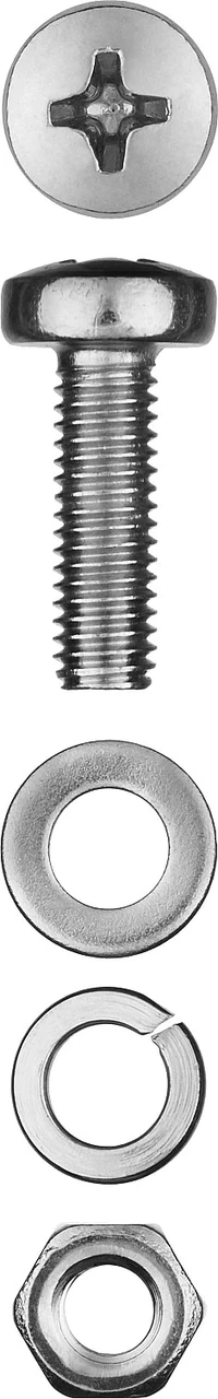 ЗУБР M4 x 16 мм, 25 шт., винт (DIN7985), гайка (DIN934), шайба (DIN125), шайба (DIN127), комплект крепежа