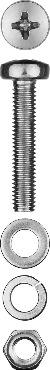 ЗУБР M4 x 30 мм, 20 шт., винт (DIN7985), гайка (DIN934), шайба (DIN125), шайба (DIN127), комплект крепежа - фото 1 - id-p90085948